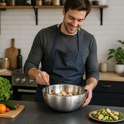 Double-Walled Stainless Steel Bowl for Keeping Food Cold or Warm