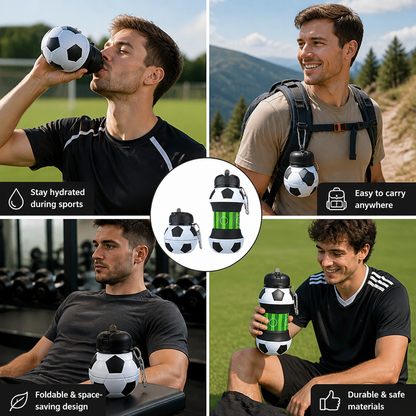 Foldable & Durable Silicone Football Water Bottle