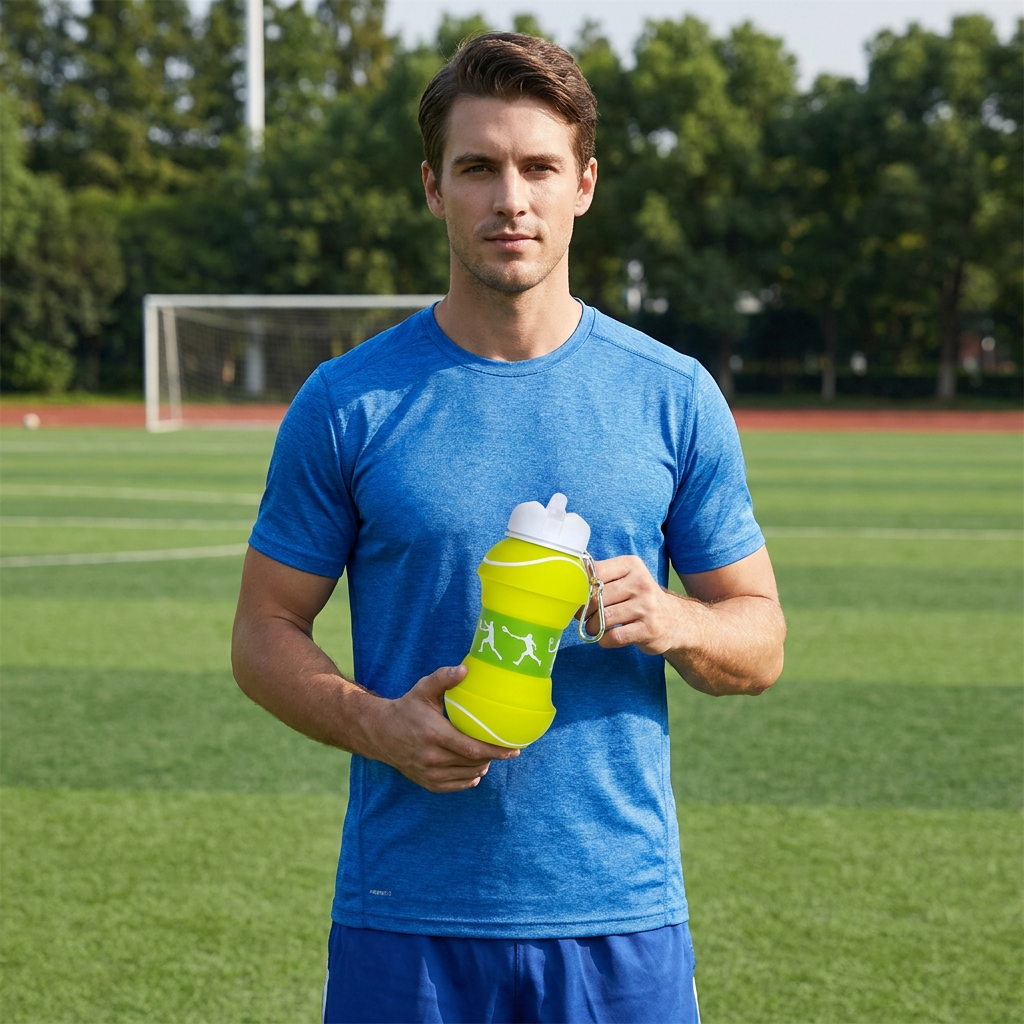 Foldable & Durable Silicone Football Water Bottle