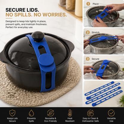 Reusable Silicone Lid Strap for Secure Pot and Container Storage