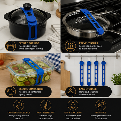 Reusable Silicone Lid Strap for Secure Pot and Container Storage