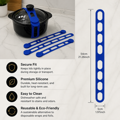 Reusable Silicone Lid Strap for Secure Pot and Container Storage
