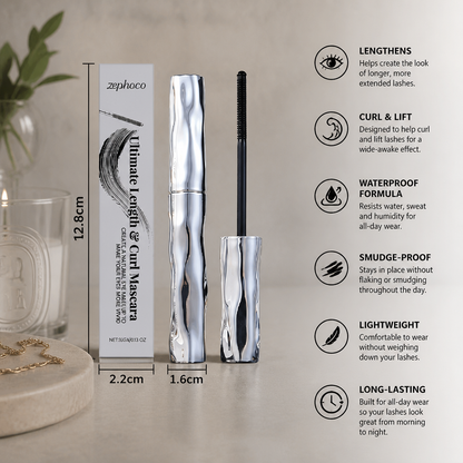 Waterproof Curl & Length Mascara – Long-Lasting Smudge-Proof Formula