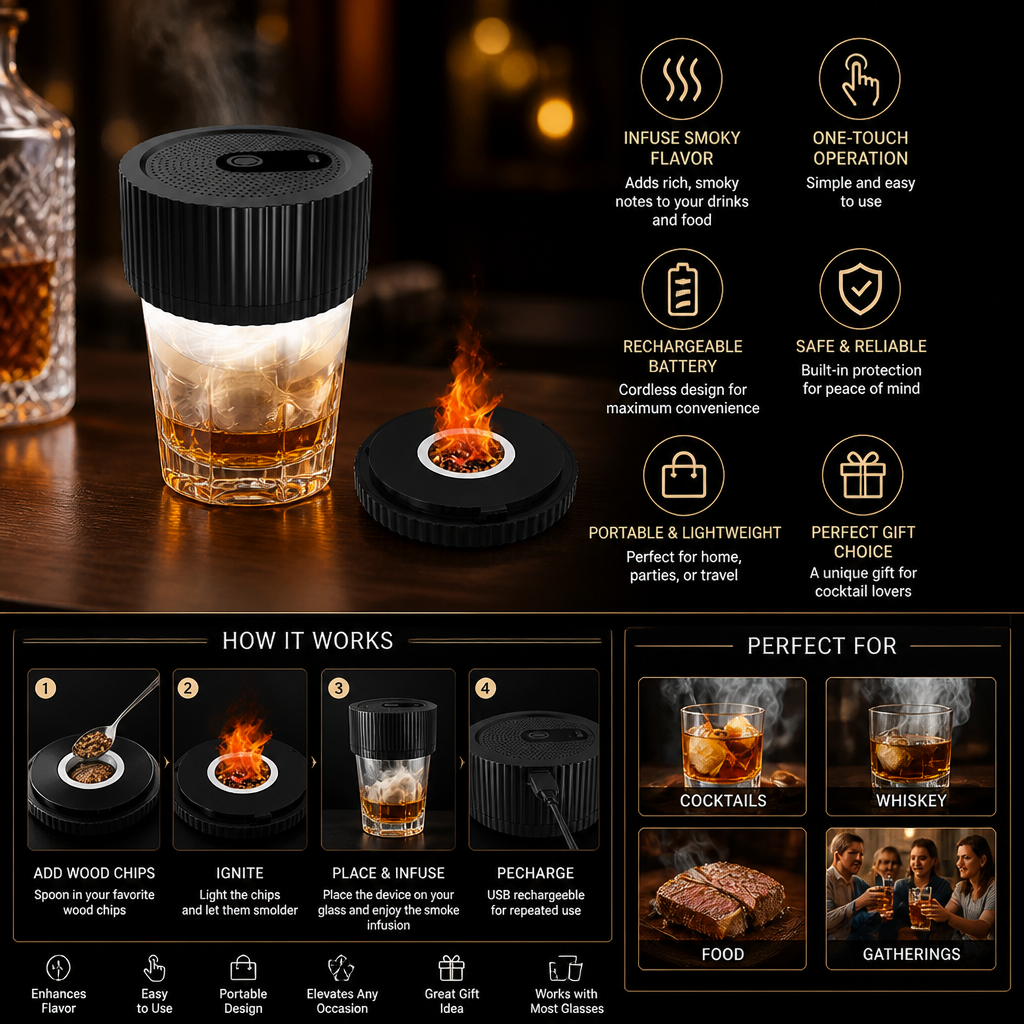 Electric Cocktail Smoker Kit - Rechargeable