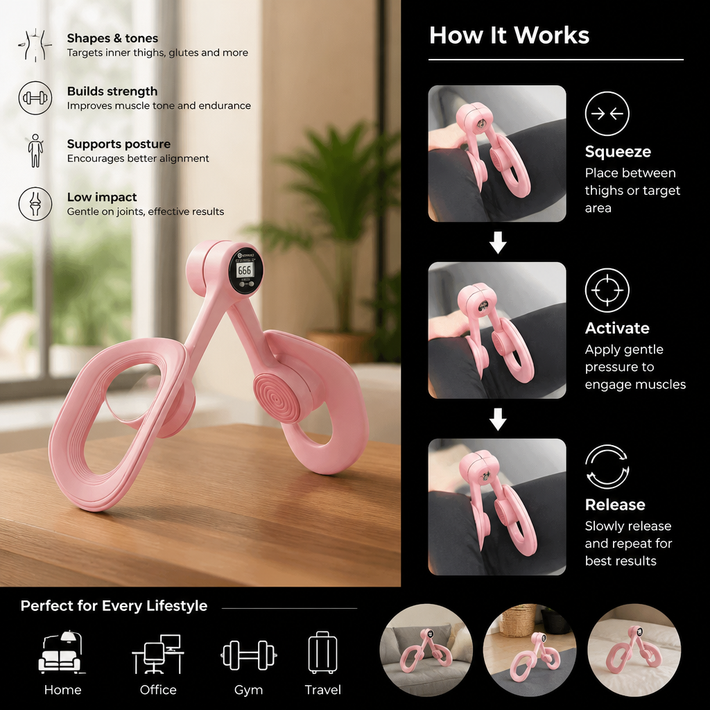 Adjustable Thigh & Glute Trainer – Foldable Resistance Fitness Equipment