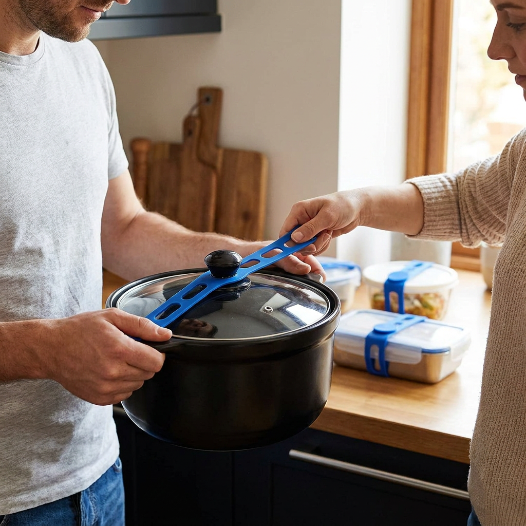 Reusable Silicone Lid Strap for Secure Pot and Container Storage