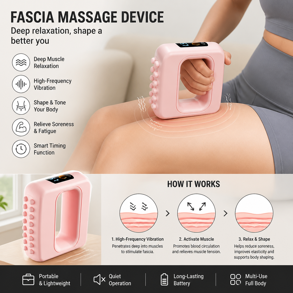 Fascia Massage Device – Vibrating Muscle Activation and Body Shaping Device for Abdomen, Waist and Full Body