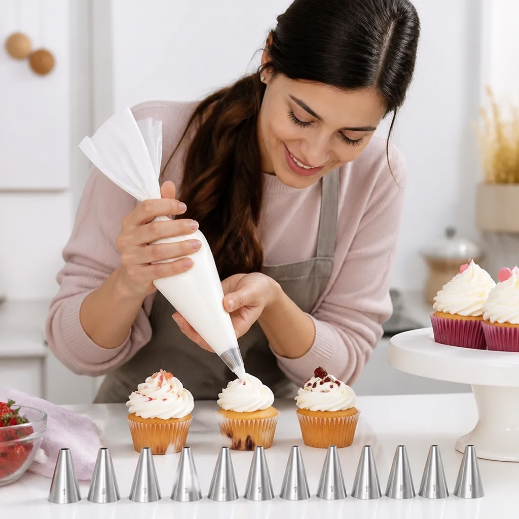 12-Piece Piping Tip Set – Precision Decorating for Cakes, Cupcakes & Macarons