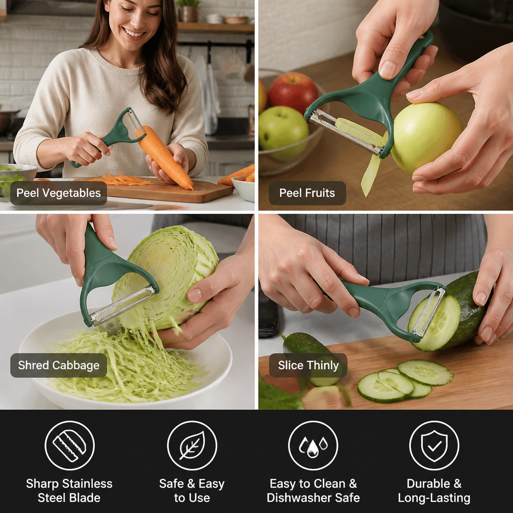 Stainless Steel Wide Vegetable Peeler & Slicer