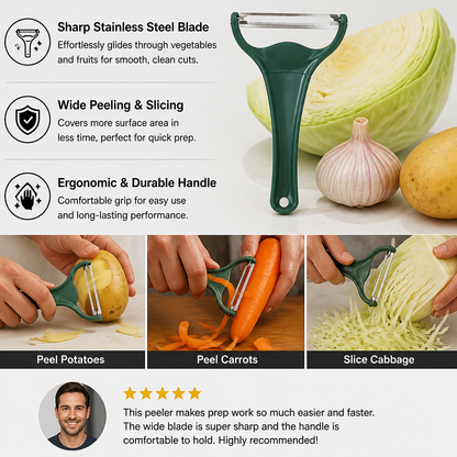 Stainless Steel Wide Vegetable Peeler & Slicer