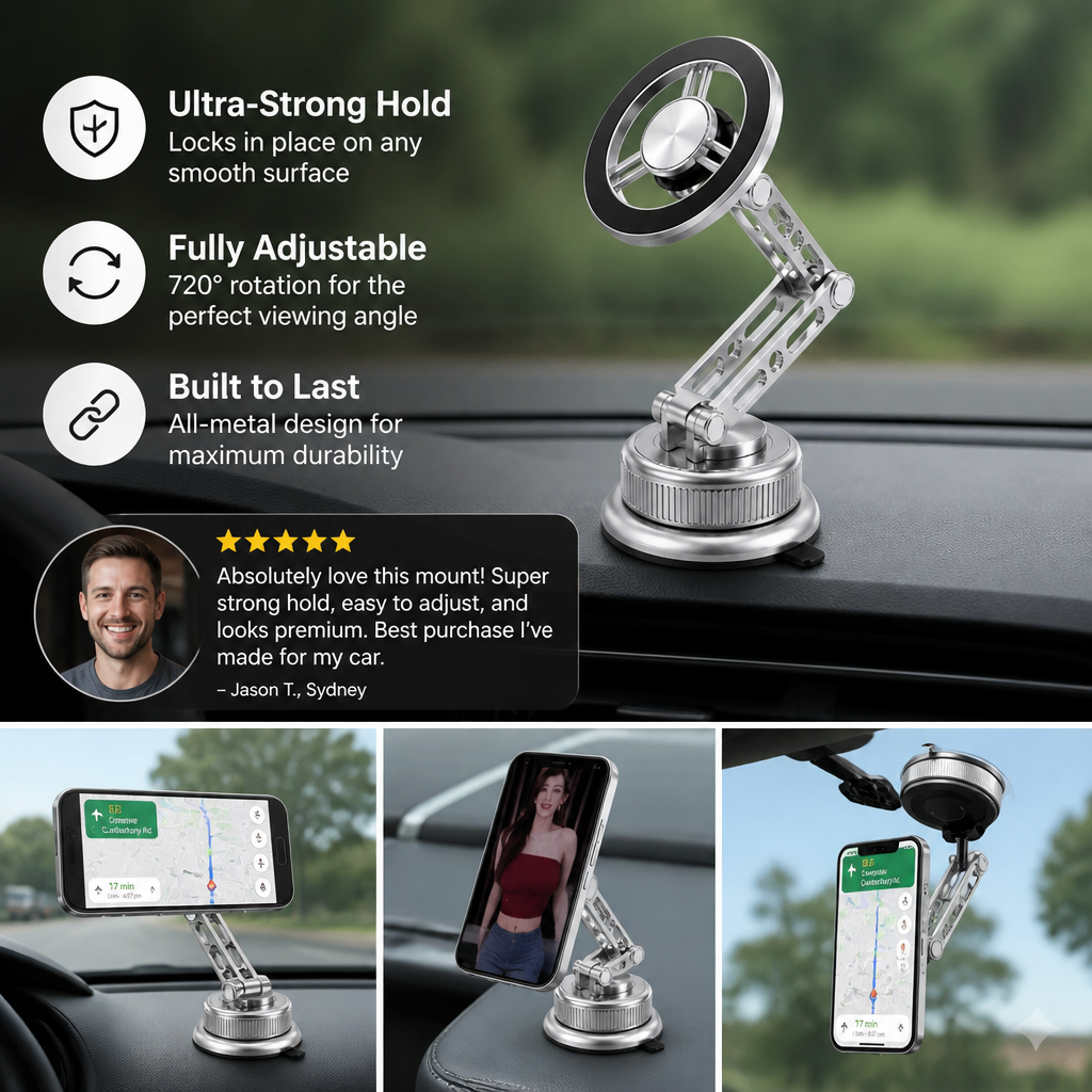 Ultra-Strong Suction Durable Full-Metal Magnetic Car Phone Mount