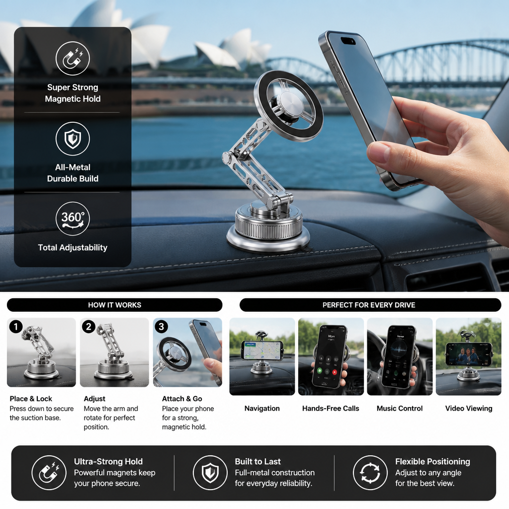 Ultra-Strong Suction Durable Full-Metal Magnetic Car Phone Mount