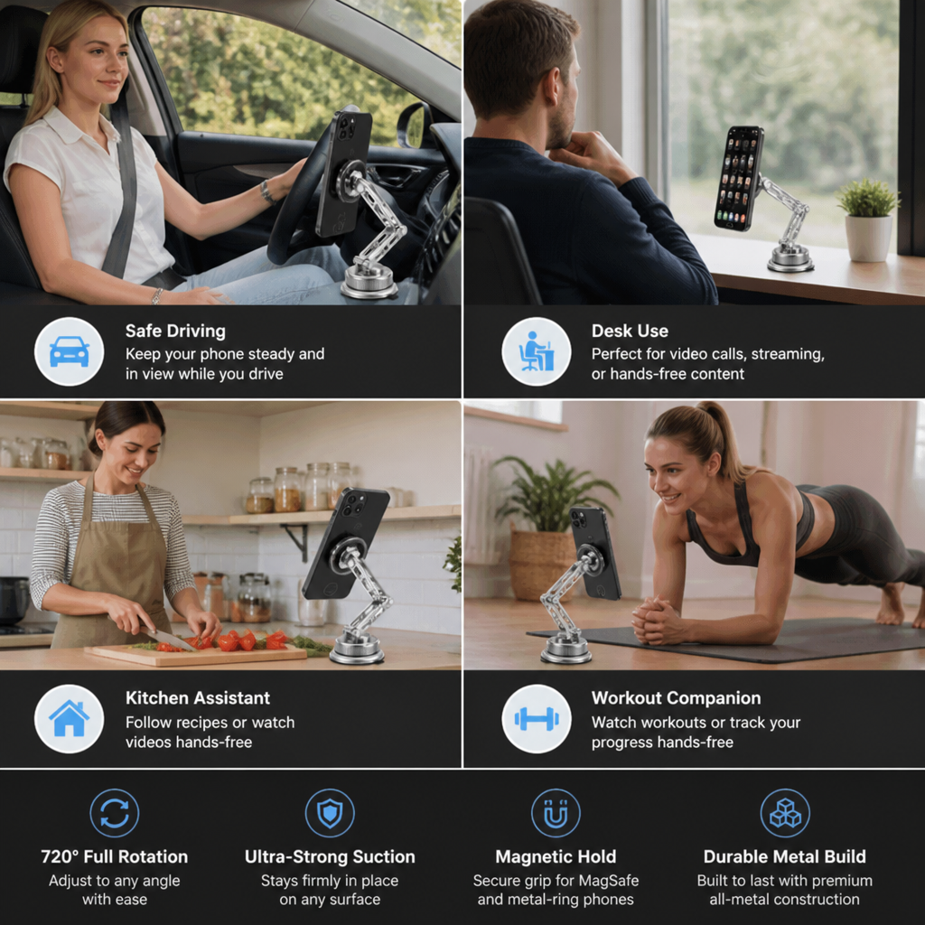 Ultra-Strong Suction Durable Full-Metal Magnetic Car Phone Mount
