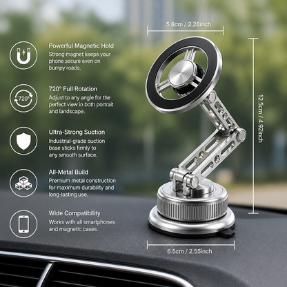 Ultra-Strong Suction Durable Full-Metal Magnetic Car Phone Mount