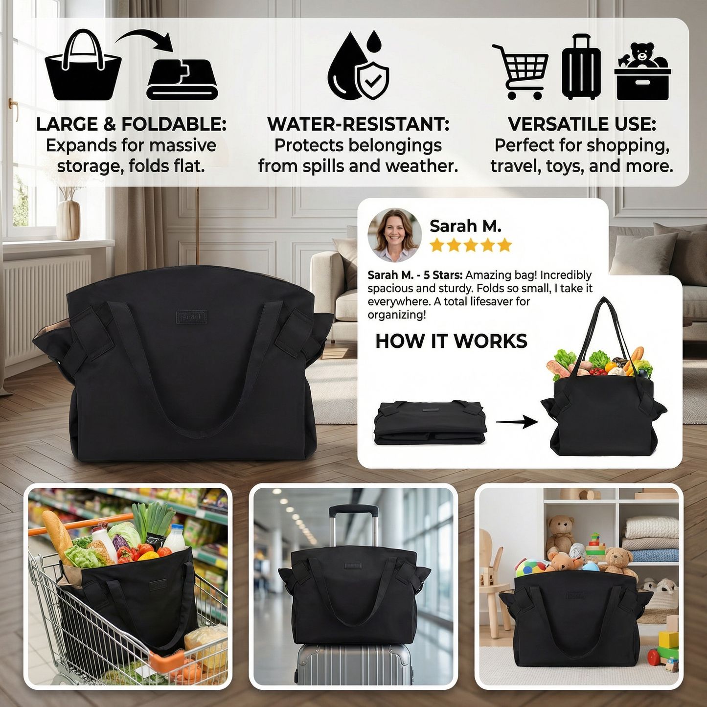 Large Foldable Organizer Bag – Practical, Water-Resistant & Versatile