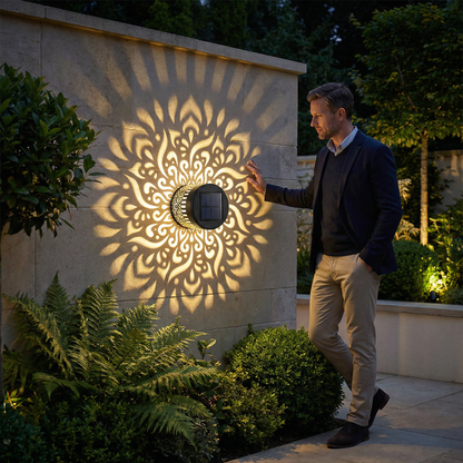 LED Solar Mandala Wall Light – Outdoor Light for Garden, Fence & Patio