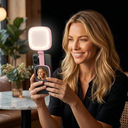 Magnetic LED Selfie & Beauty Light for Smartphones – Foldable, Portable with Mirror