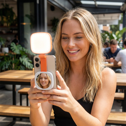 Magnetic LED Selfie & Beauty Light for Smartphones – Foldable, Portable with Mirror