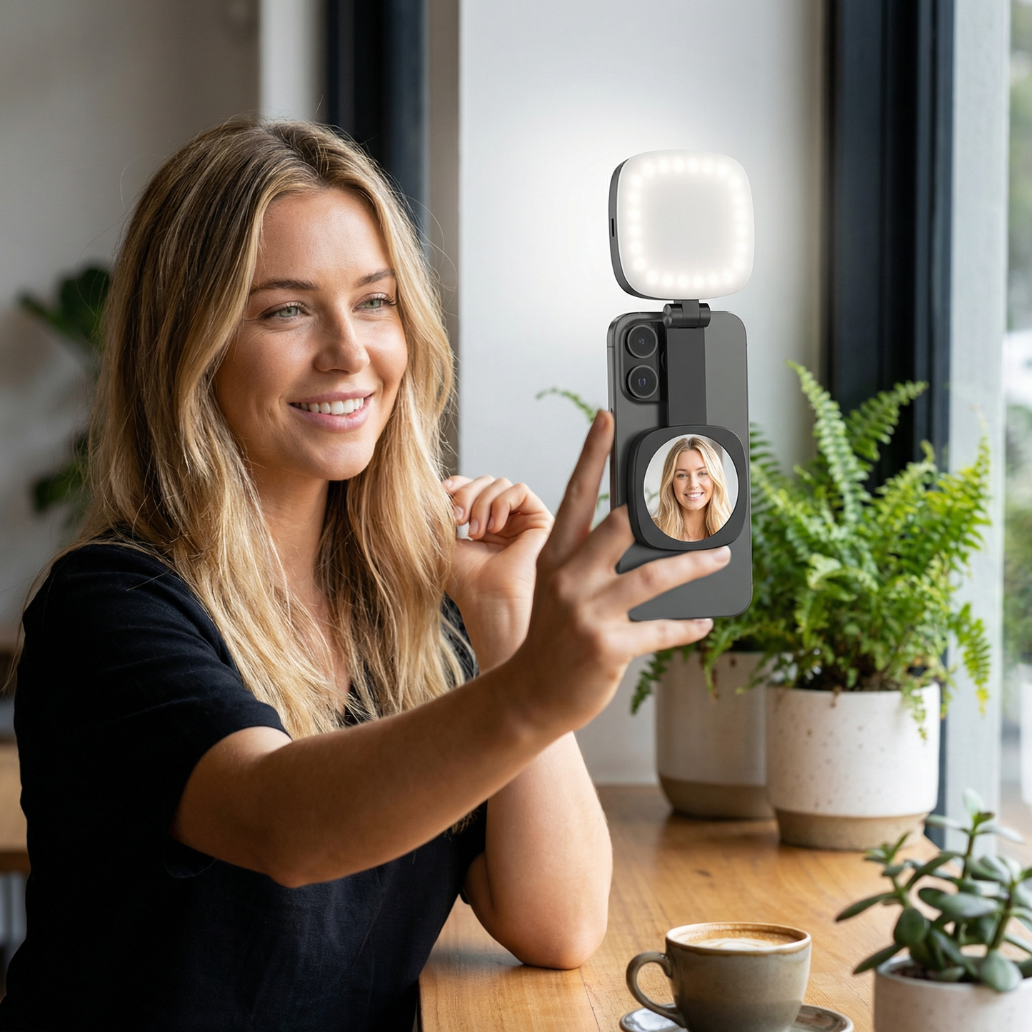 Magnetic LED Selfie & Beauty Light for Smartphones – Foldable, Portable with Mirror