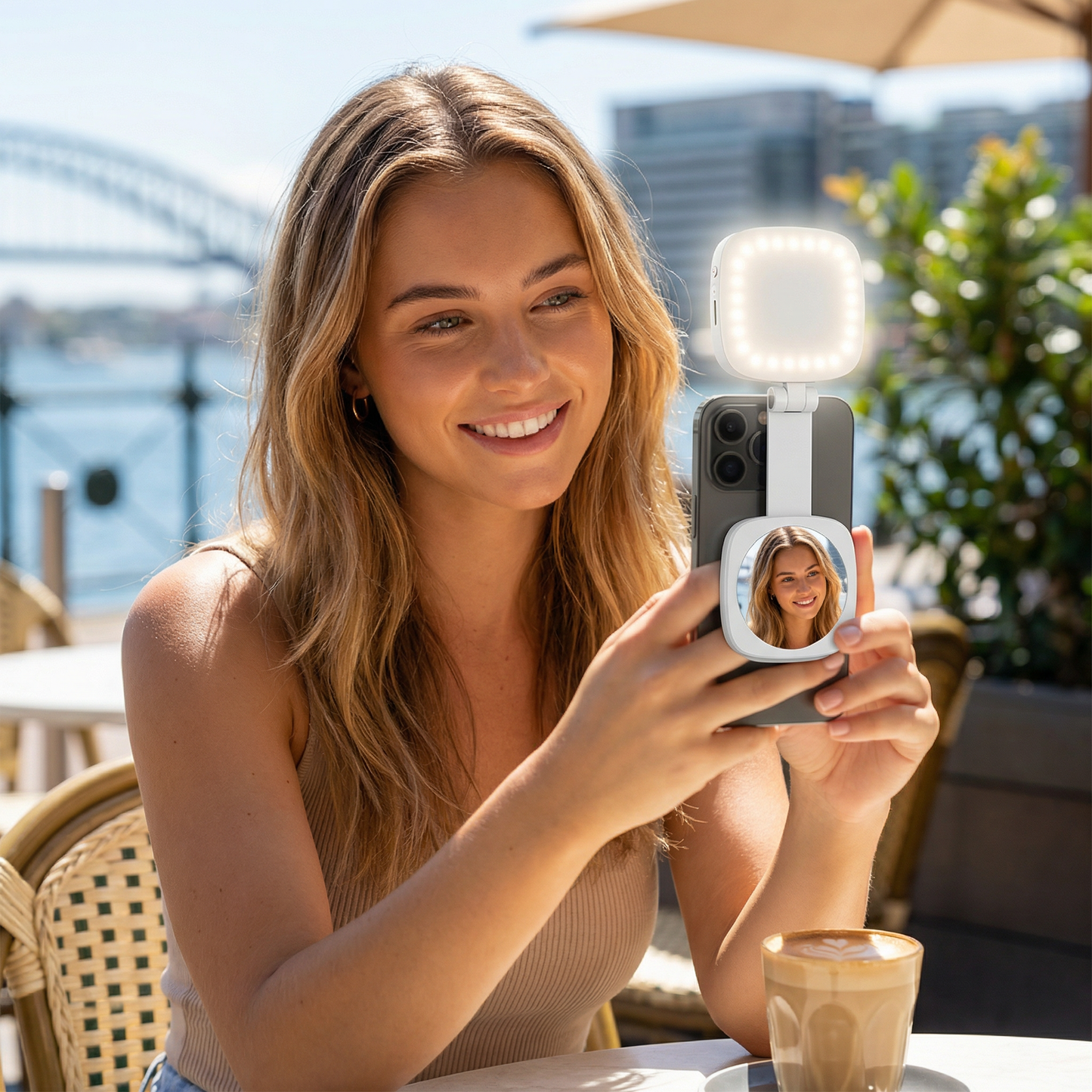Magnetic LED Selfie & Beauty Light for Smartphones – Foldable, Portable with Mirror