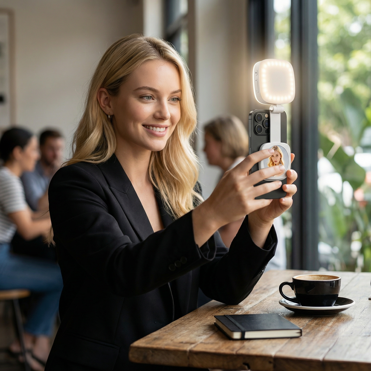 Magnetic LED Selfie & Beauty Light for Smartphones – Foldable, Portable with Mirror