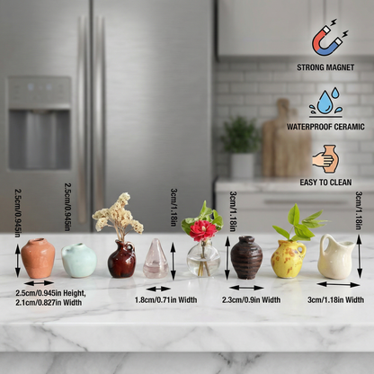 Mini Ceramic Vases with Magnet – Stylish Decoration for Fridge and Home