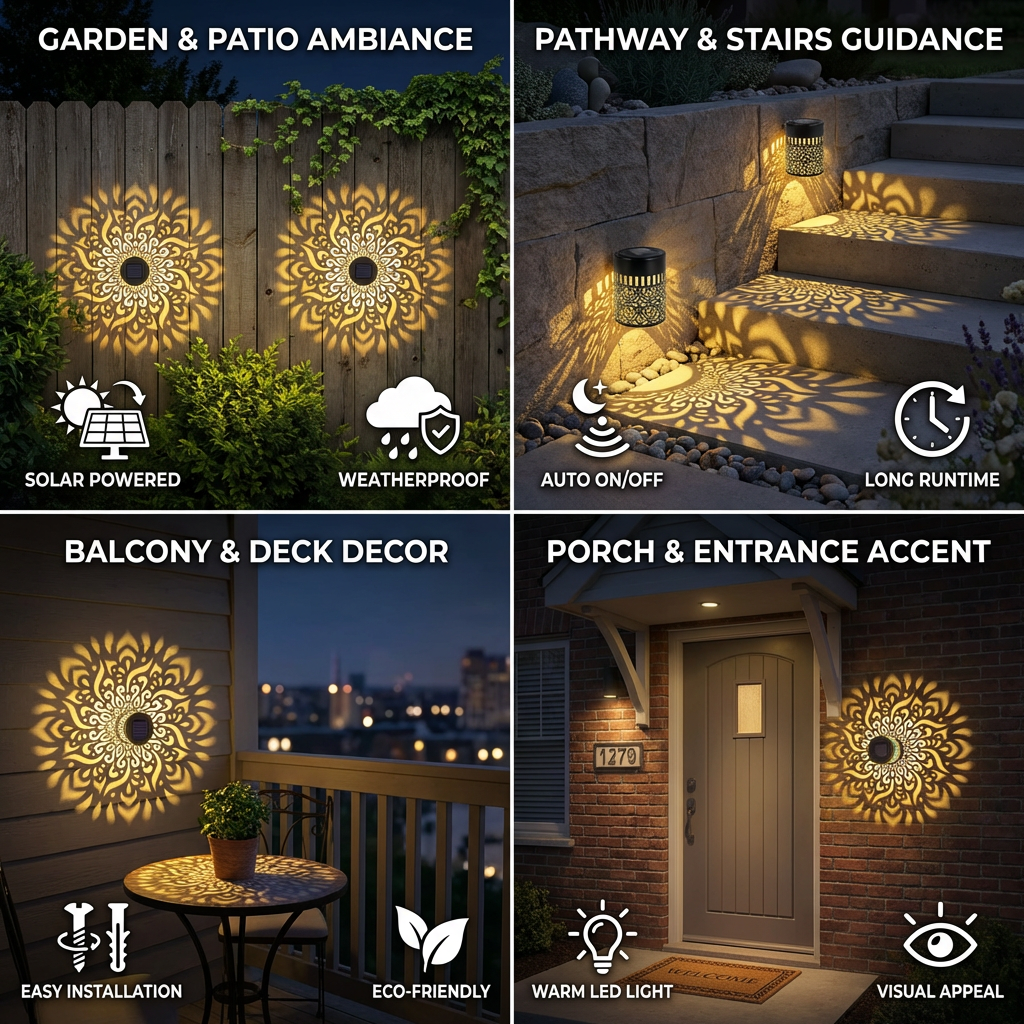 LED Solar Mandala Wall Light – Outdoor Light for Garden, Fence & Patio