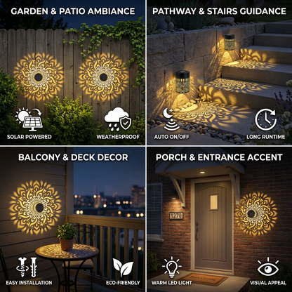LED Solar Mandala Wall Light – Outdoor Light for Garden, Fence & Patio