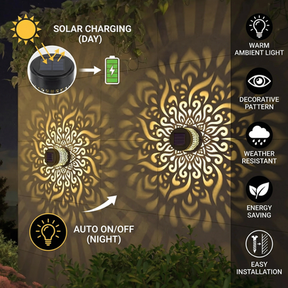 LED Solar Mandala Wall Light – Outdoor Light for Garden, Fence & Patio