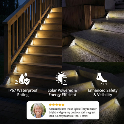 Solar LED Step Lights – IP67 Waterproof Stair & Pathway Lighting