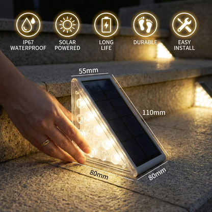 Solar LED Step Lights – IP67 Waterproof Stair & Pathway Lighting
