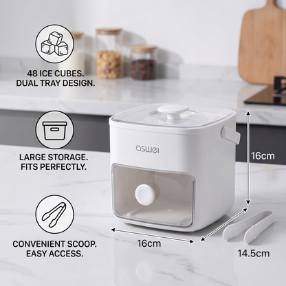 2-in-1 Ice Cube Maker with Storage Box – 48 Ice Cubes, Dual Design
