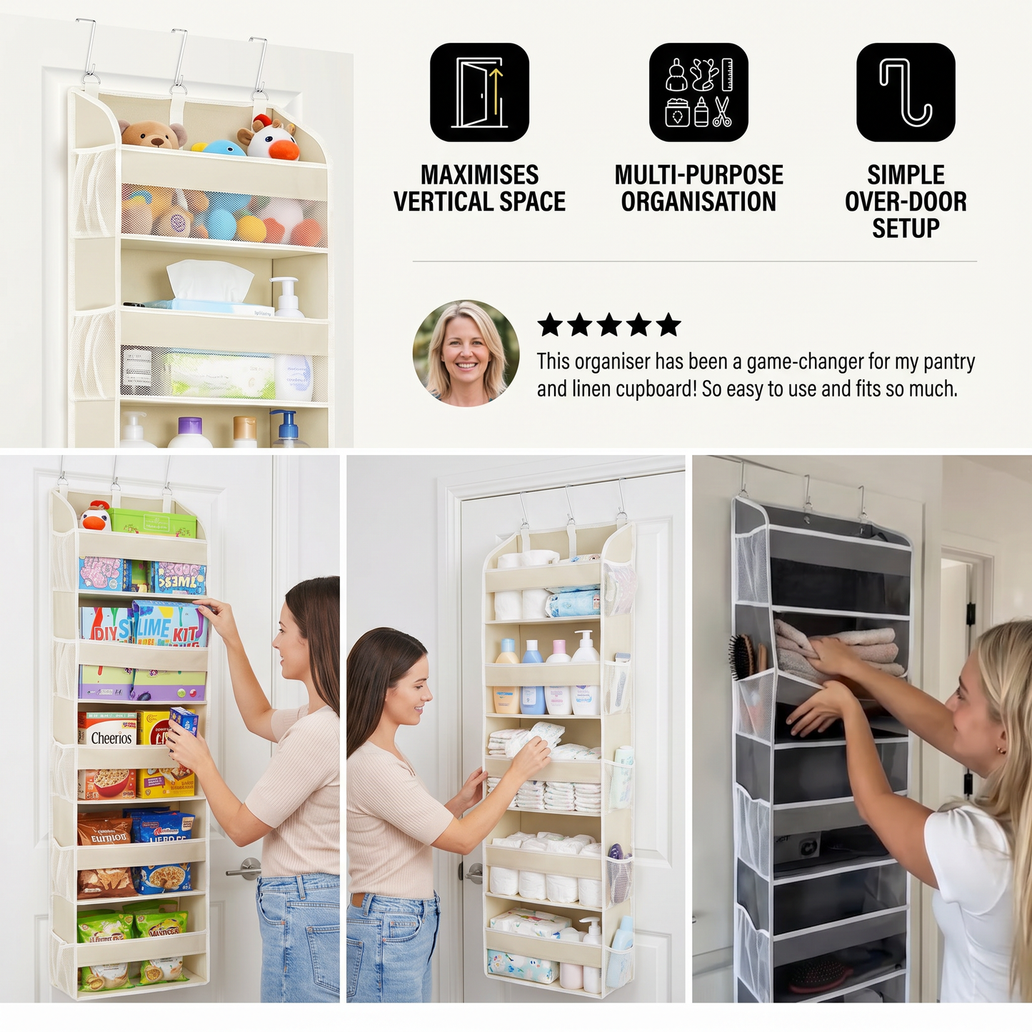 Foldable Over-the-Door Hanging Storage Organizer