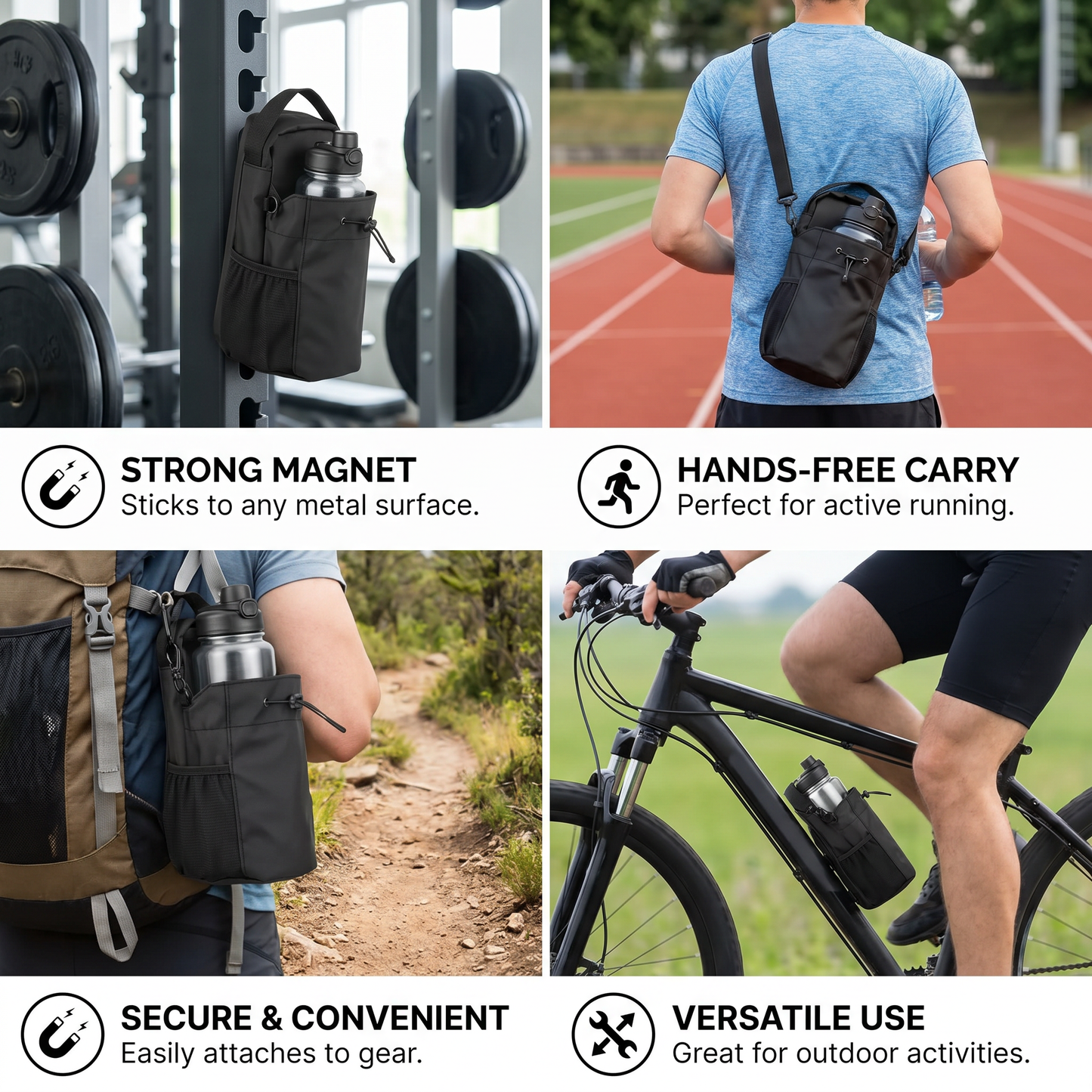 Magnetic Water Bottle Holder Bag with Strong Grip for Gym and Active Use