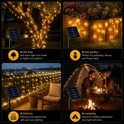 Solar Outdoor String Lights with LEDs & 8 Lighting Modes