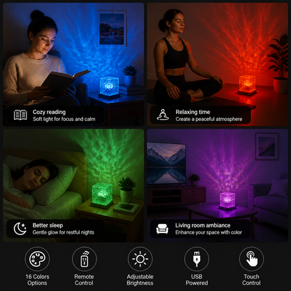 Aurora & Ocean Wave LED Projector Light with 16 Colors & Remote Control