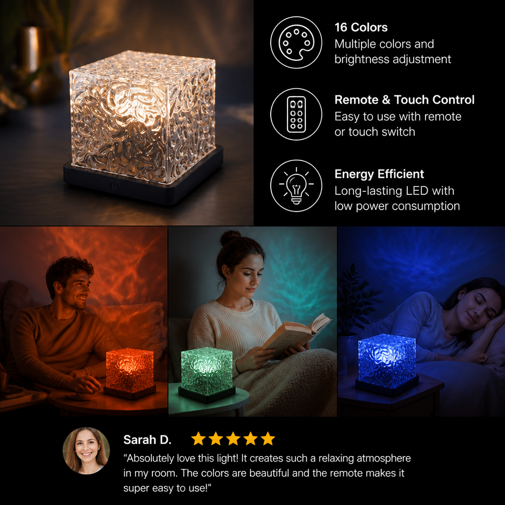 Aurora & Ocean Wave LED Projector Light with 16 Colors & Remote Control