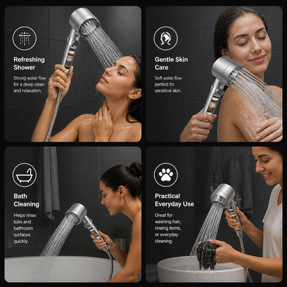 Filtered Shower Head with Multiple Spray Modes & On/Off Switch