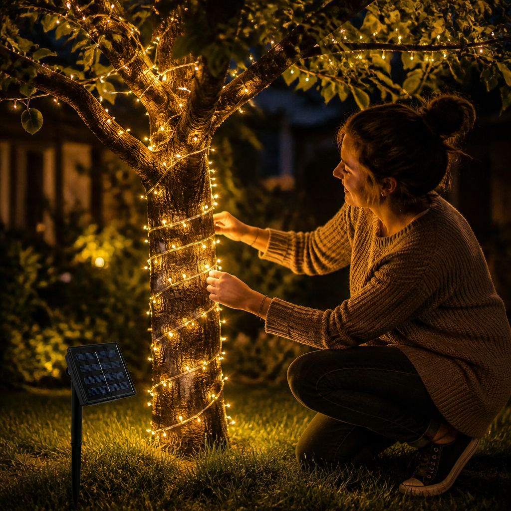 Solar Outdoor String Lights with LEDs & 8 Lighting Modes