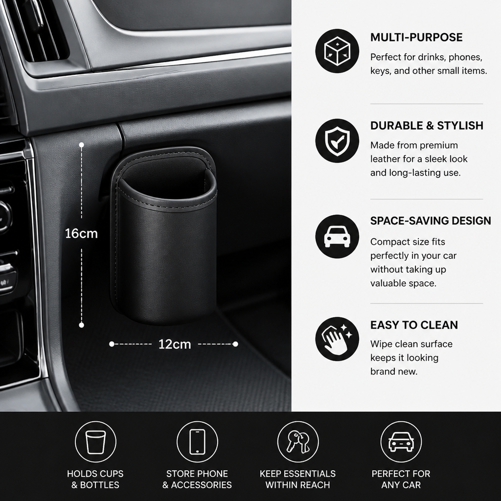 Universal Car Cup Holder & Multi-Purpose Storage Organizer for Bottles and Accessories
