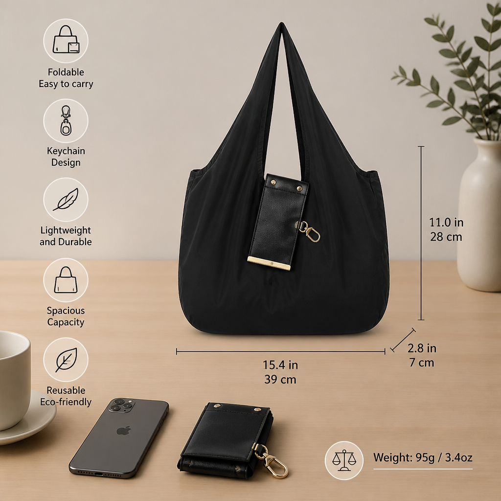 Foldable Keychain Shopping Tote Bag