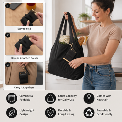 Foldable Keychain Shopping Tote Bag