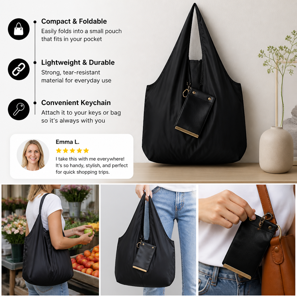 Foldable Keychain Shopping Tote Bag