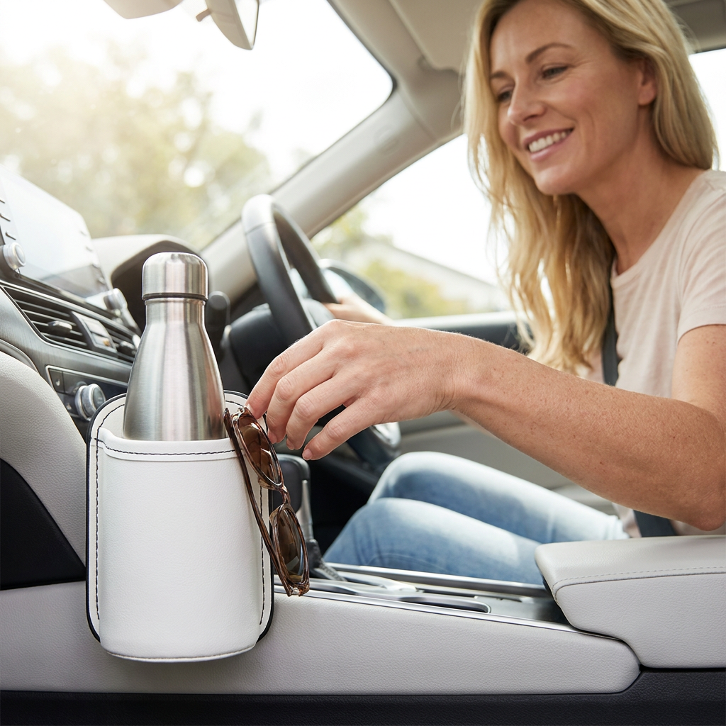 Universal Car Cup Holder & Multi-Purpose Storage Organizer for Bottles and Accessories