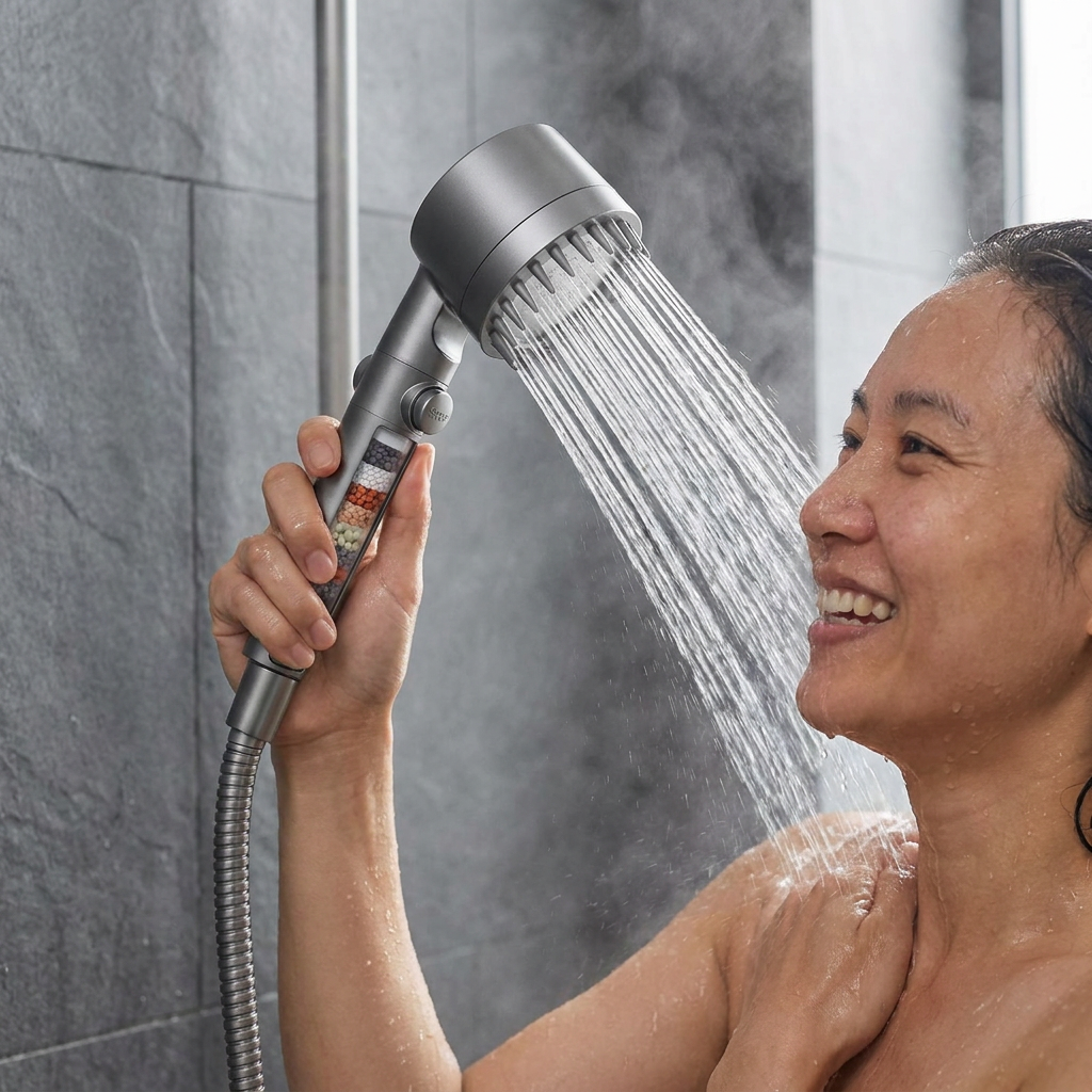 Filtered Shower Head with Multiple Spray Modes & On/Off Switch