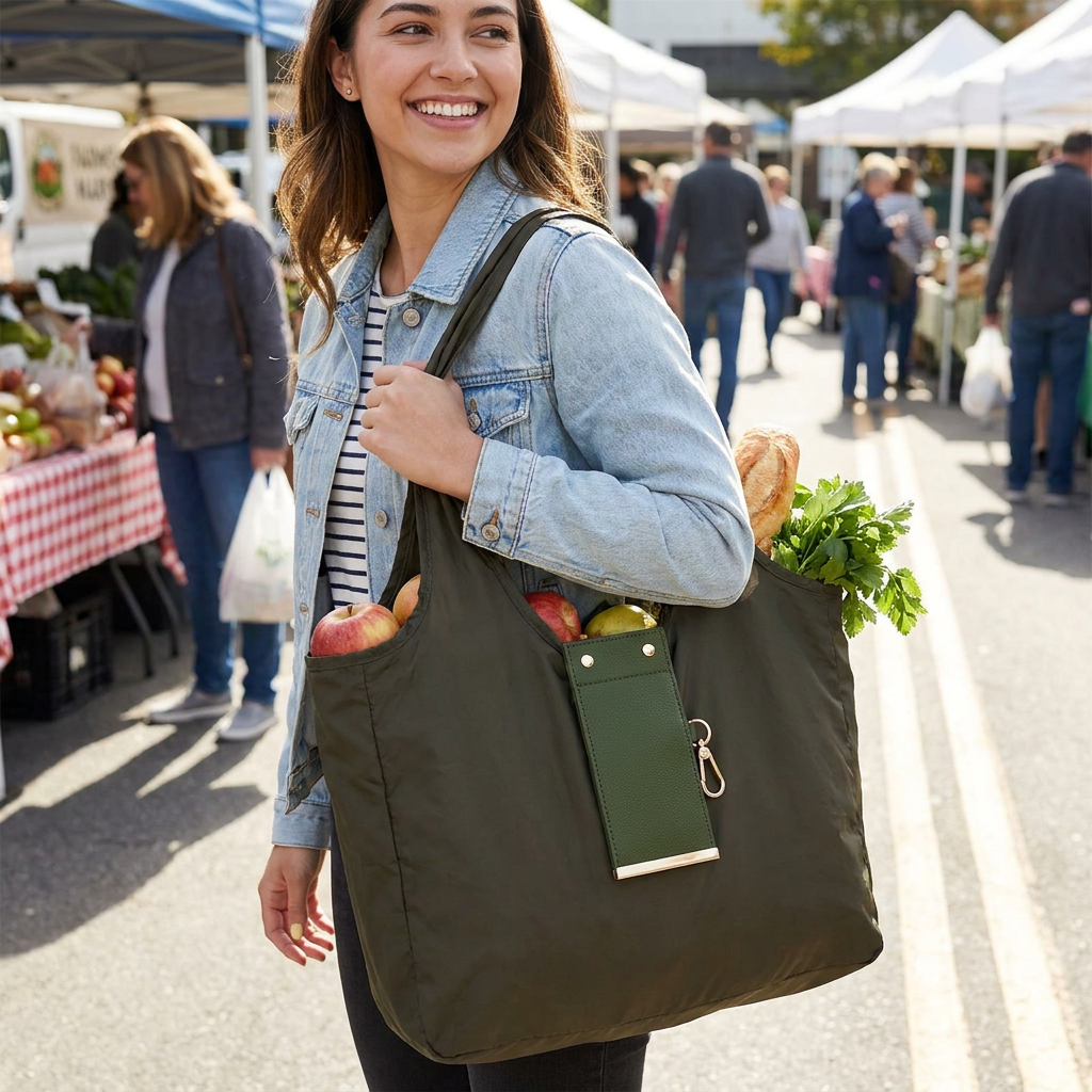 Foldable Keychain Shopping Tote Bag