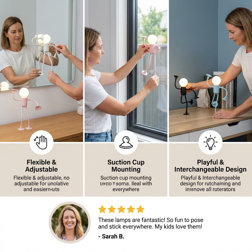 LED Lamp with Suction Cup – Interchangeable and Playful Design for Decoration