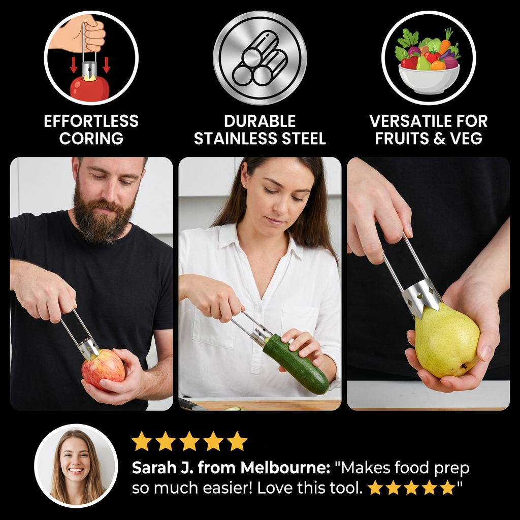 Stainless Steel Fruit Corer – Multifunctional Tool for Easily Removing Cores from Fruits & Vegetables