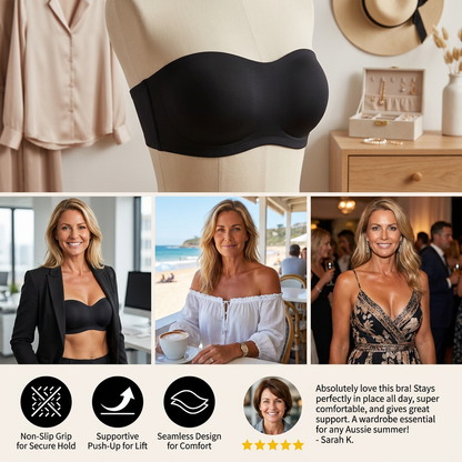 Strapless Bandeau Push-Up Bra – Non-Slip, Supportive & Seamless for Maximum Hold