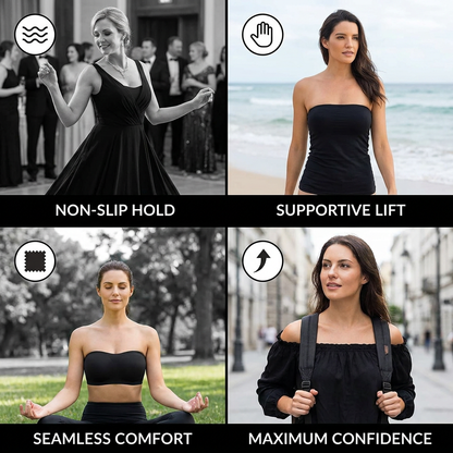 Strapless Bandeau Push-Up Bra – Non-Slip, Supportive & Seamless for Maximum Hold